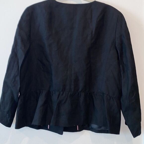 Talbots Black Linen 16 Peplum Back Career Casual Jacket Blazer - Picture 6 of 10